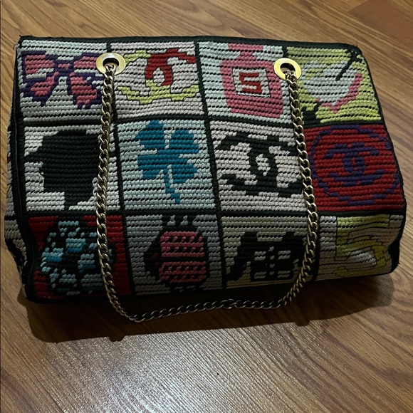 CHANEL Tote Bag Icon line CC CC Mark Chain knit Shoulder Bag knit Multicolore - Picture 2 of 8